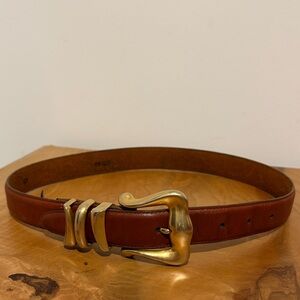 Brighton Brown Leather Belt with Gold Buckle